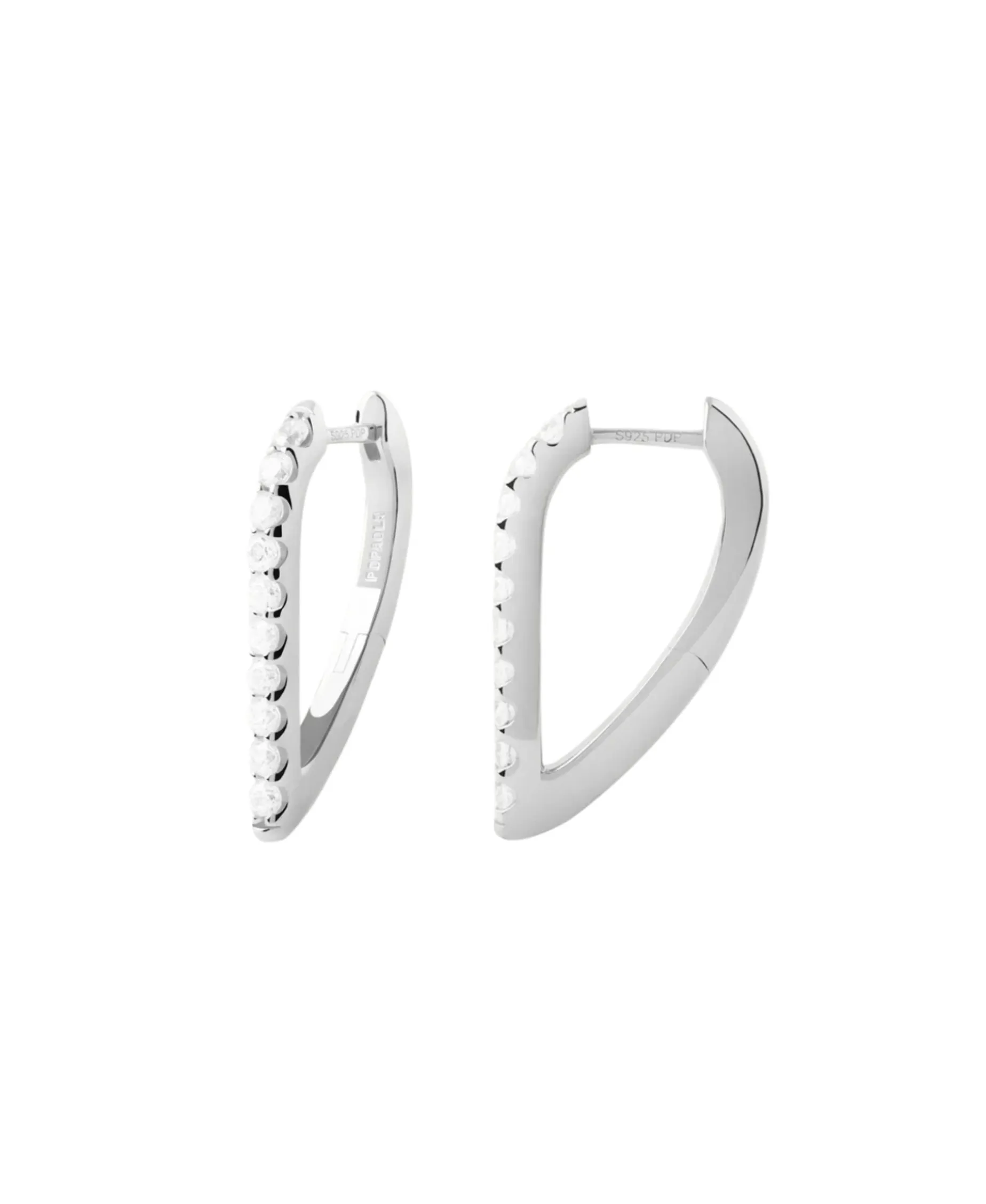 Pendientes de Aro Gloss PDPAOLA Plata con Baño de Rodio y Circonitas Blancas | AR02-G27-U