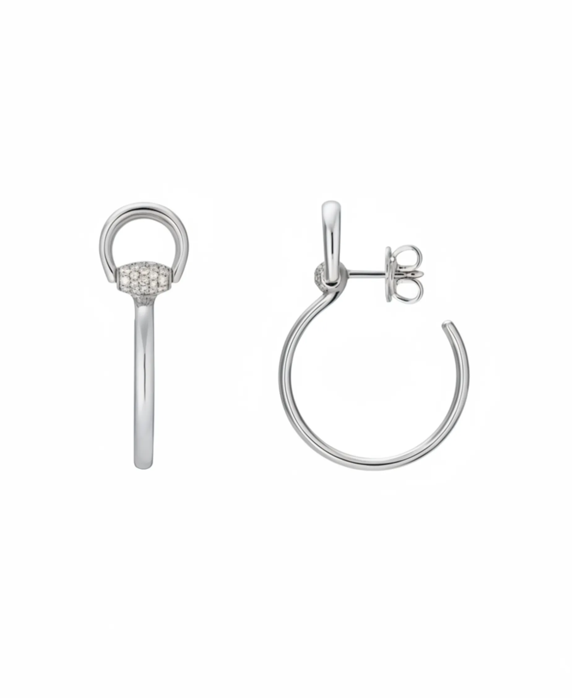 Pendientes de Aro Gucci Horsebit Oro Blanco y Diamantes | YBD83775700100U