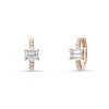 Pendientes de Aro Mini con Diamantes Talla Baguette en Oro Rosa