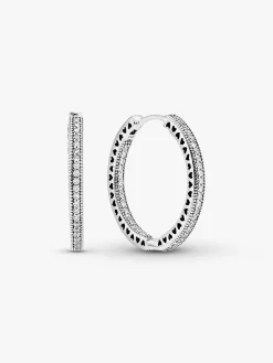 Pendientes de aro PANDORA Plata y Corazones grandes - 296319CZ