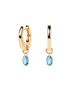 Pendientes de Aro PDPAOLA Lily Azul Plata Baño Oro | AR01-B94-U