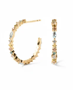 Pendientes de Aro PDPAOLA Lotus Plata Baño Oro | AR01-C78-U