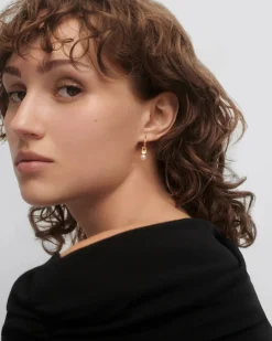 Pendientes de Aro PDPAOLA Perla Plata Baño Oro | AR01-C25-U