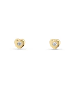 Pendientes de Bebé Corazón con Circonita en Oro Amarillo