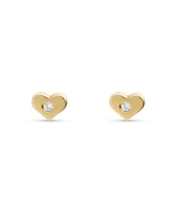 Pendientes de Bebé Corazón con Circonita en Oro Amarillo