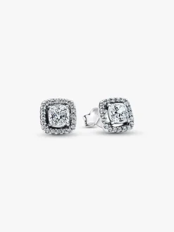 Pendientes de Botón PANDORA Halo Cuadrado Brillante - 293551C02