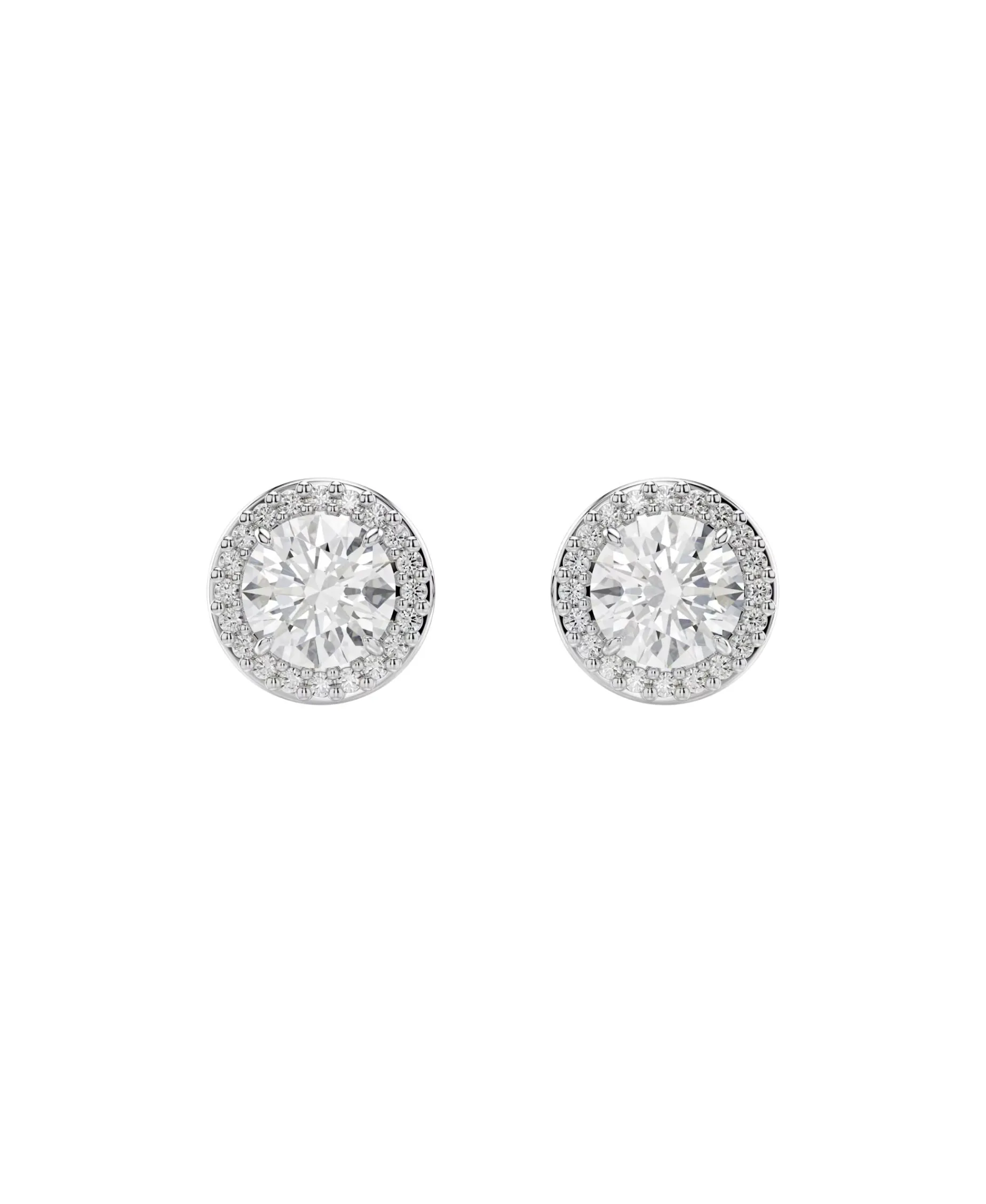 Pendientes de Botón Swarovski Una Angelic Baño Rodio Circonitas | 5636269