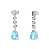 Pendientes de Colgar con Aguamarinas Talla Pera y Diamantes en Oro Blanco 18K