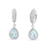 Pendientes de Colgar con Aguamarina Talla Pera 1,72 cts y Diamantes en Oro Blanco 18K