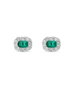 Pendientes de Esmeraldas 1,09 cts y Diamantes en Oro Blanco