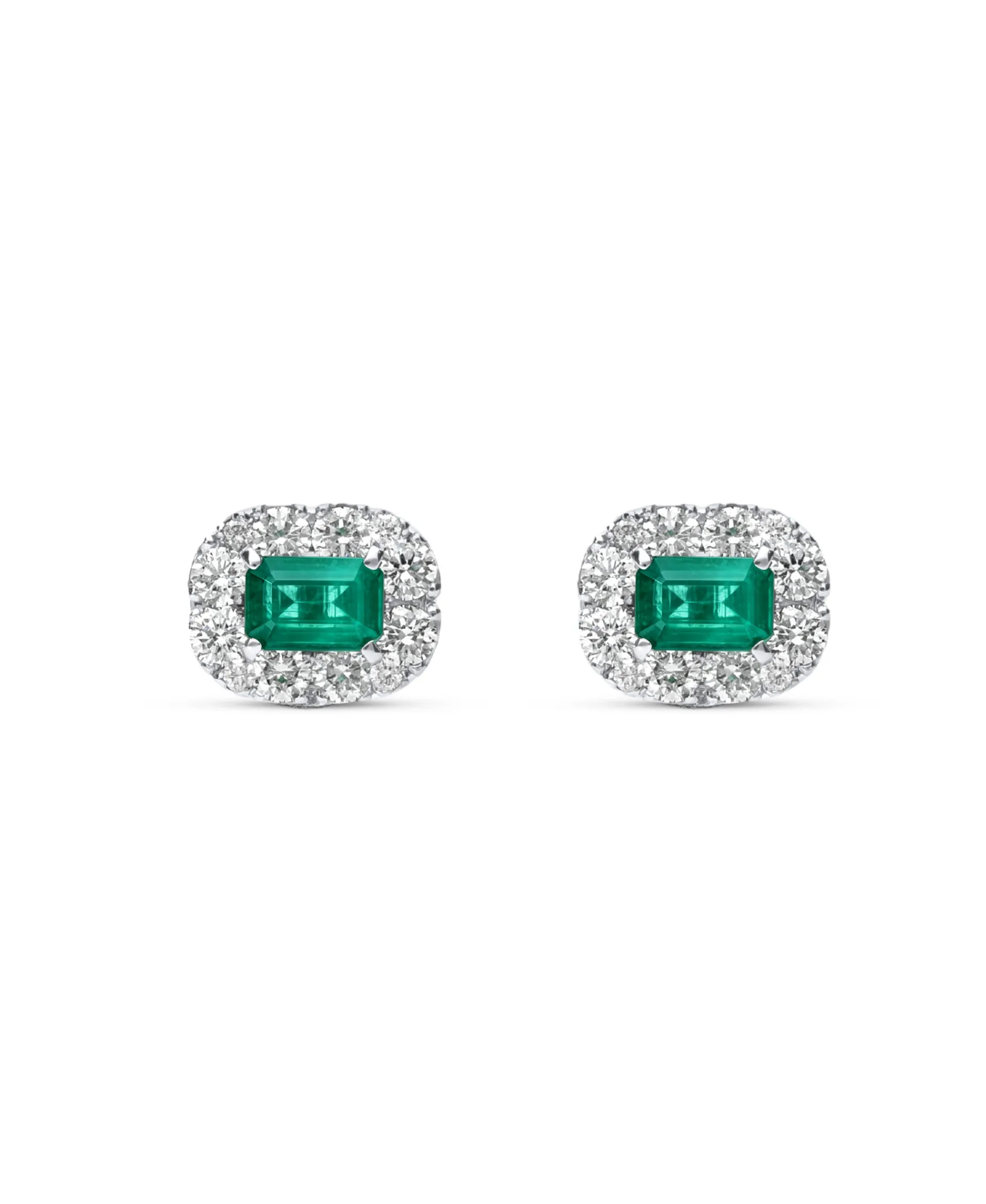 Pendientes de Esmeraldas 1,09 cts y Diamantes en Oro Blanco