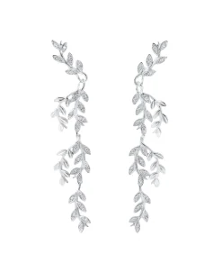 Pendientes de hojas Marina García Plata Rodiada con Circonitas | 90835PB