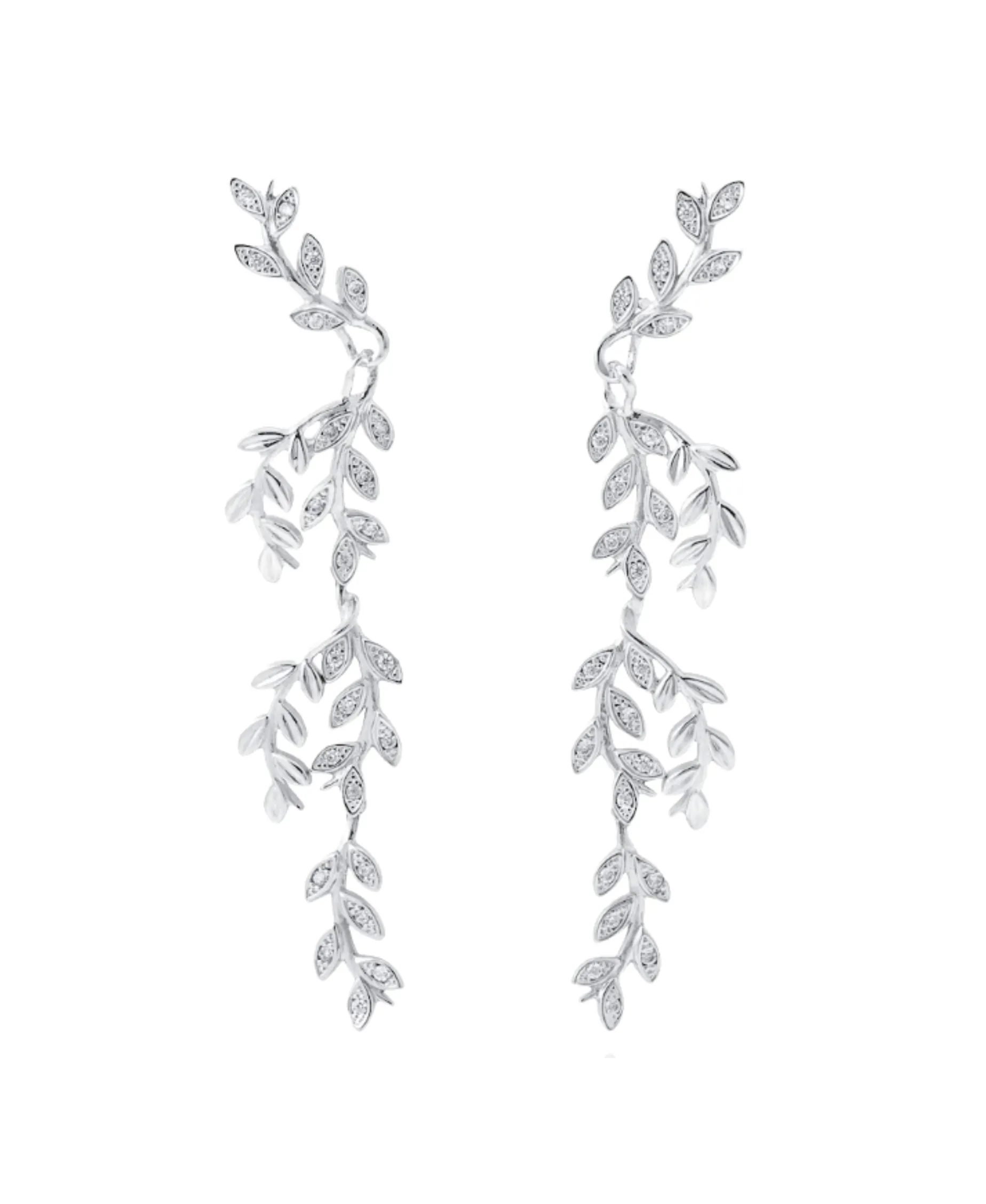 Pendientes de hojas Marina García Plata Rodiada con Circonitas | 90835PB
