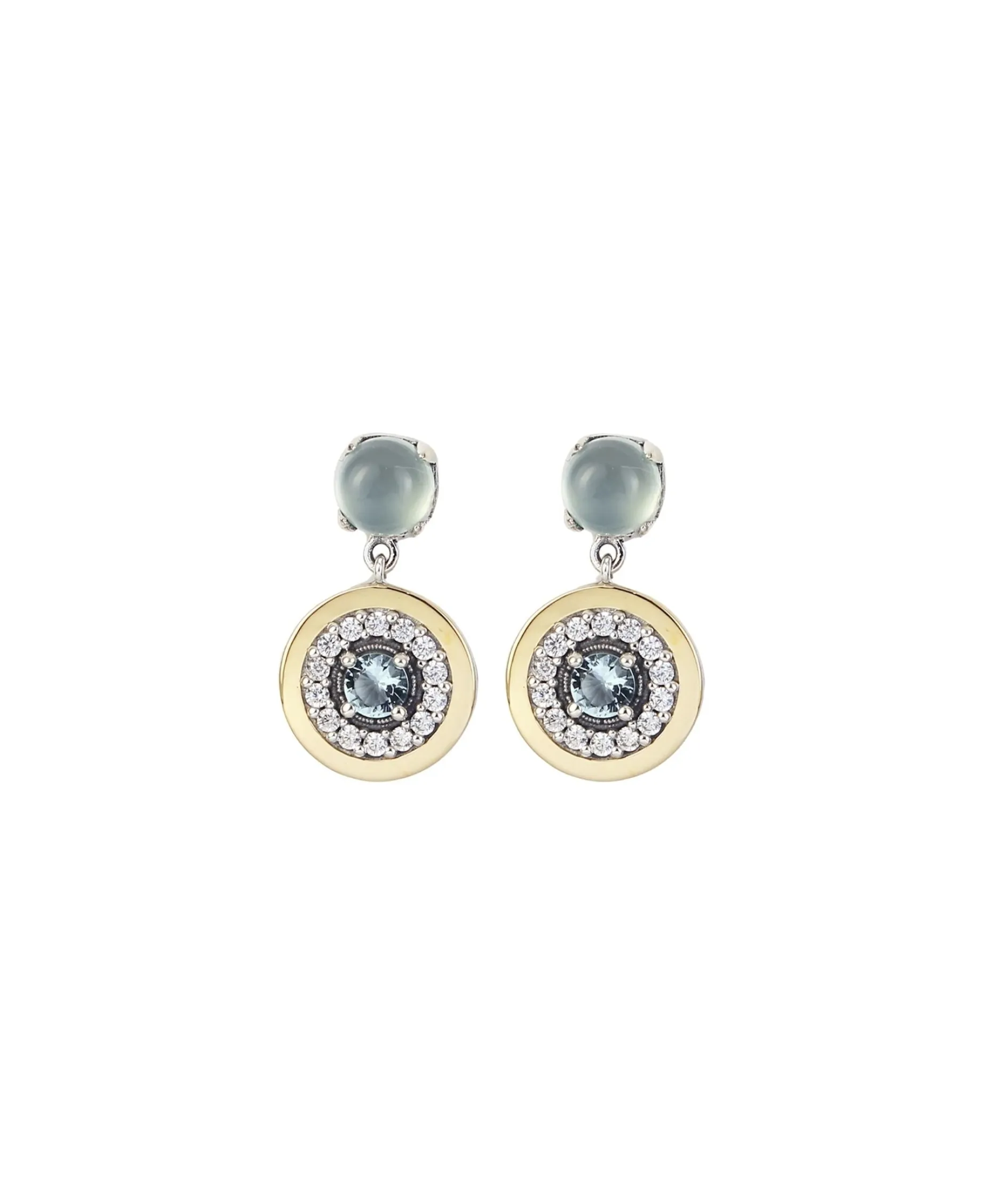 Pendientes DELCERRO Oro y Plata Calcedonia Orla Bisel | 10850