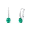 Pendientes de Oro Blanco con Esmeralda y Diamantes