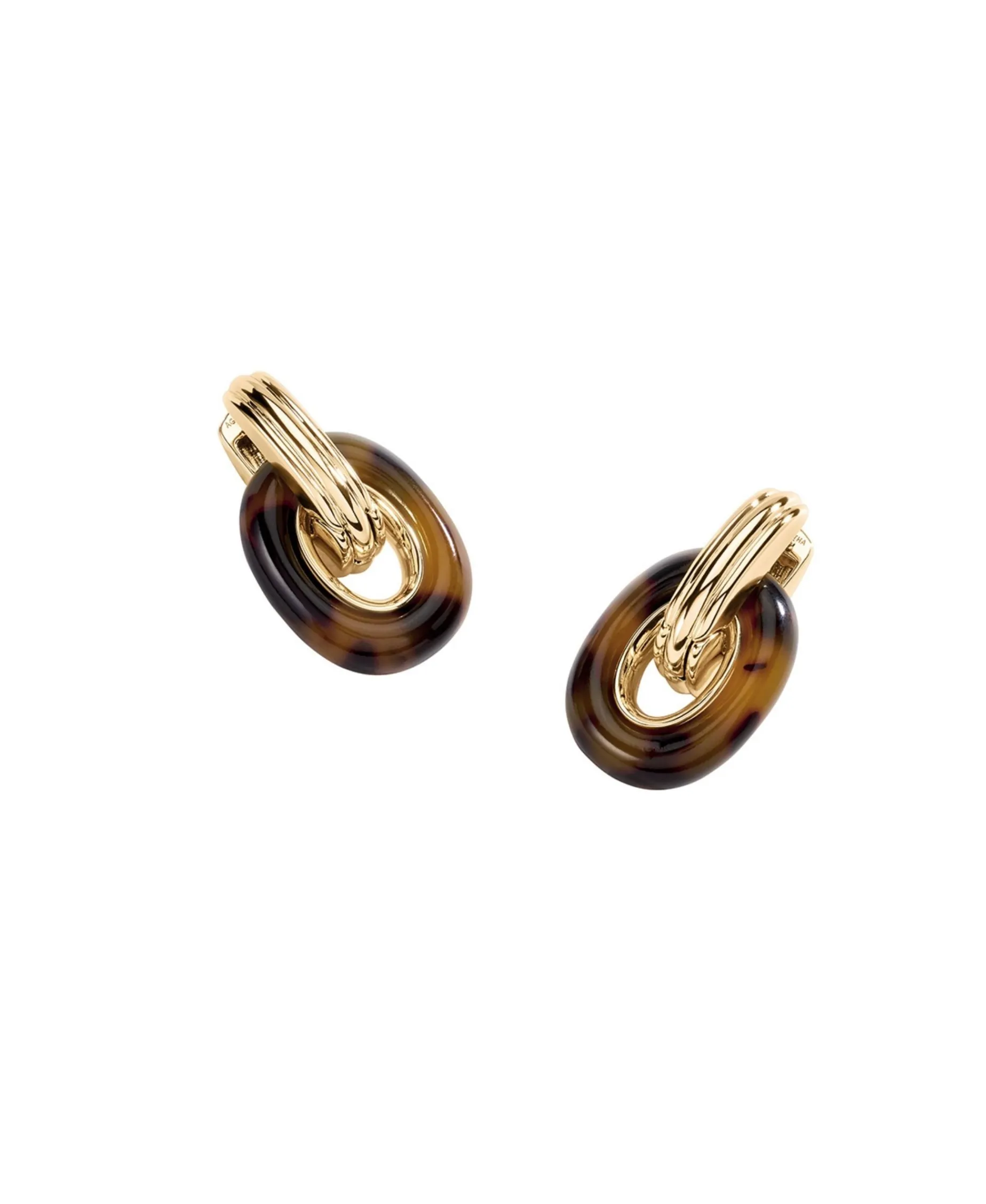 Pendientes Doble Aro AGATHA París Dorado y Marrón | 2380754-173-TU
