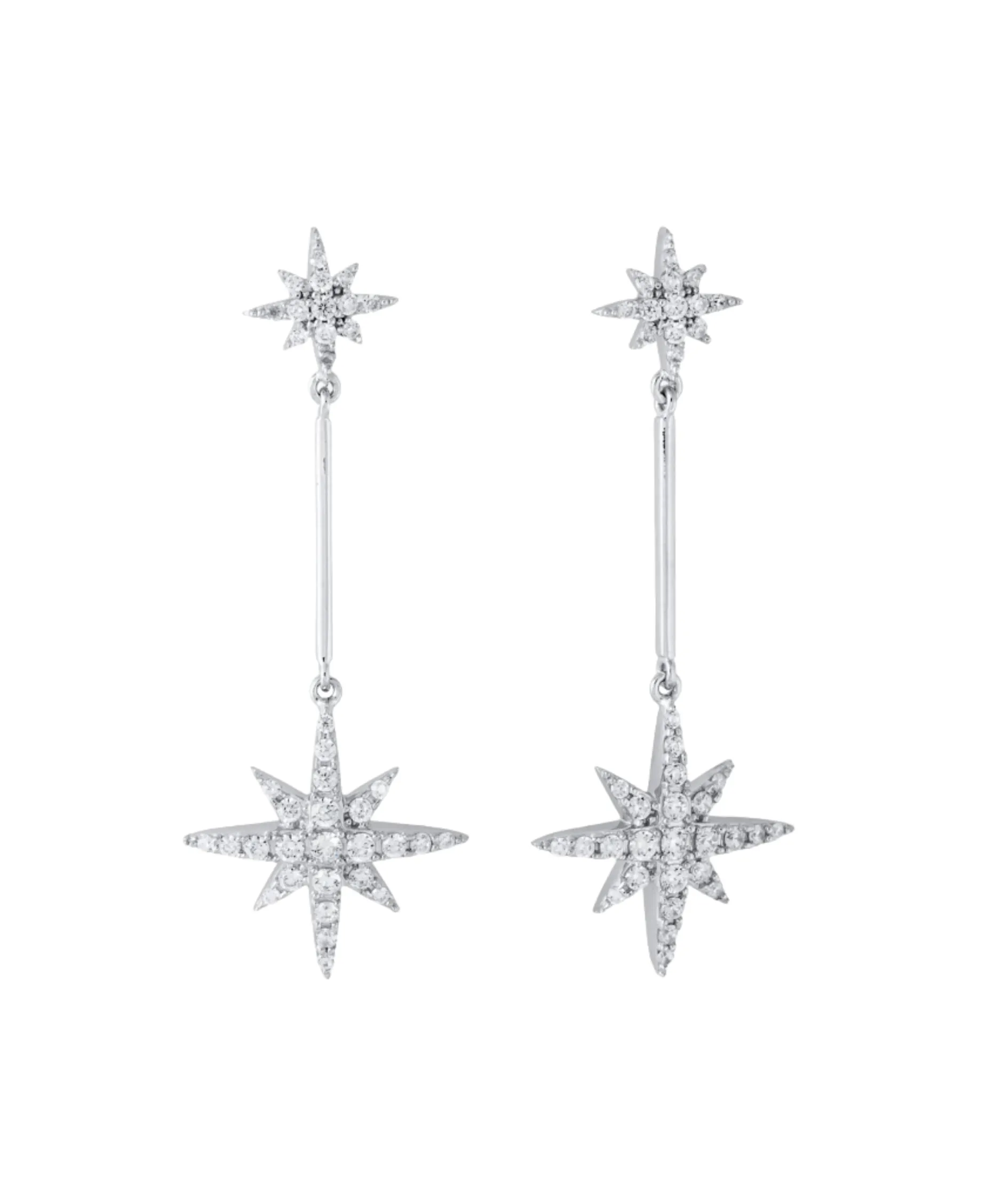 Pendientes Estrellas Marina García Plata Rodiada con Circonitas | 90338PB