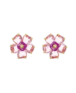 Pendientes Florere SWAROVSKI Flor Rosa con Baño Tono Oro | 5650563