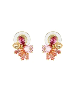 Pendientes Gema SWAROVSKI Clip Flor Rosas Bicolor con Baño Tono Oro | 5688479