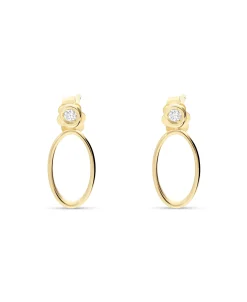 Pendientes Geométricos Desmontables con Diamantes en Oro Amarillo