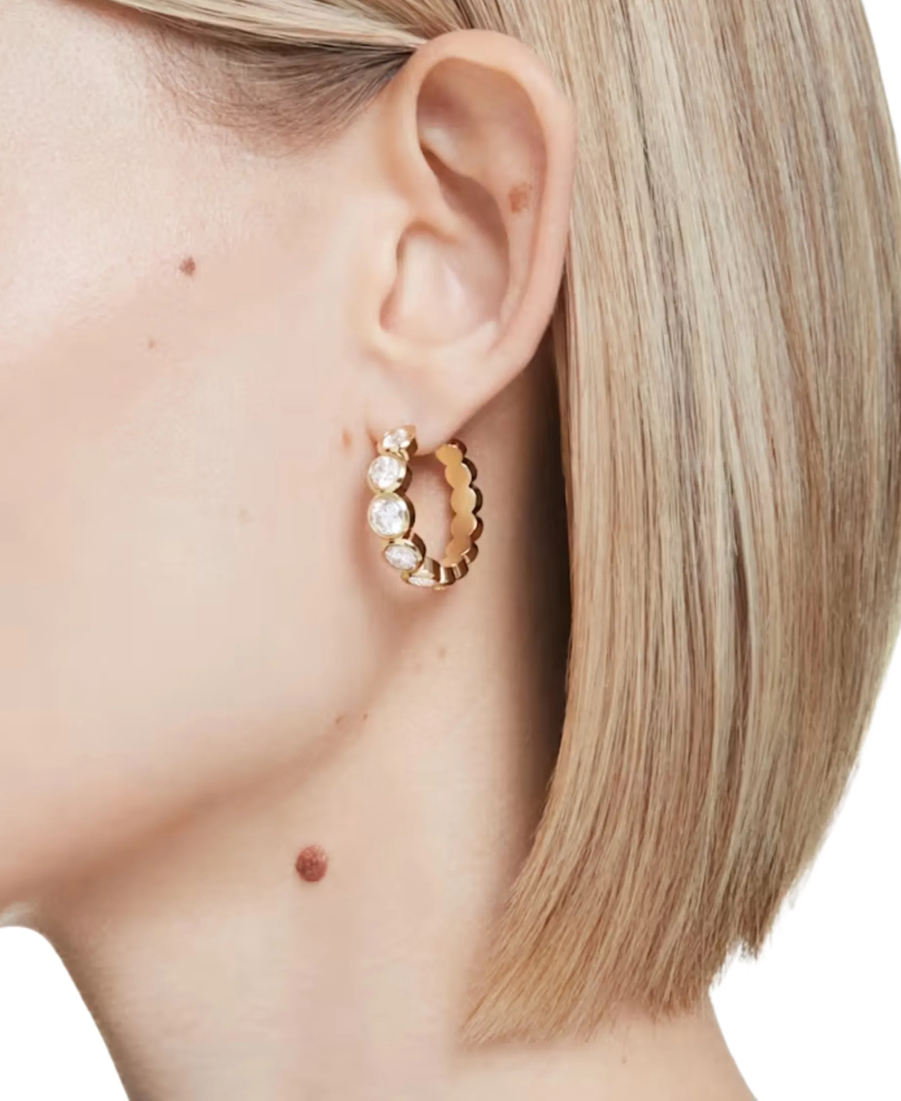 Pendientes Imber SWAROVSKI Aro Blanco con Baño Tono Oro | 5711483