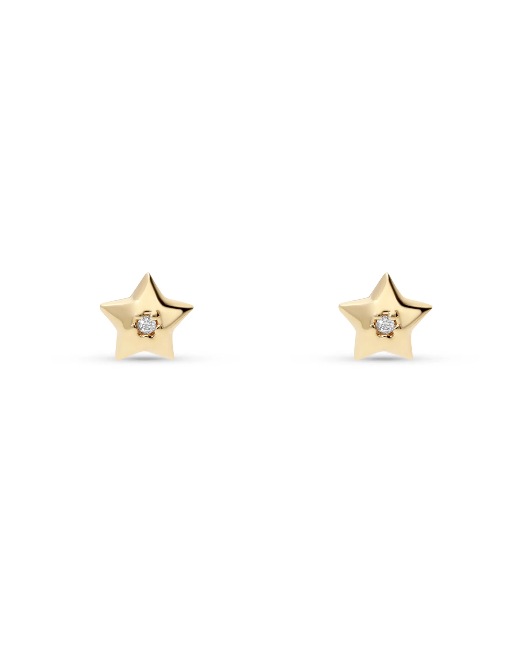 Pendientes Infantiles Estrella con Circonita en Oro Amarillo