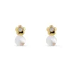 Pendientes Infantiles Estrella con Circonita y Perla en Oro Amarillo