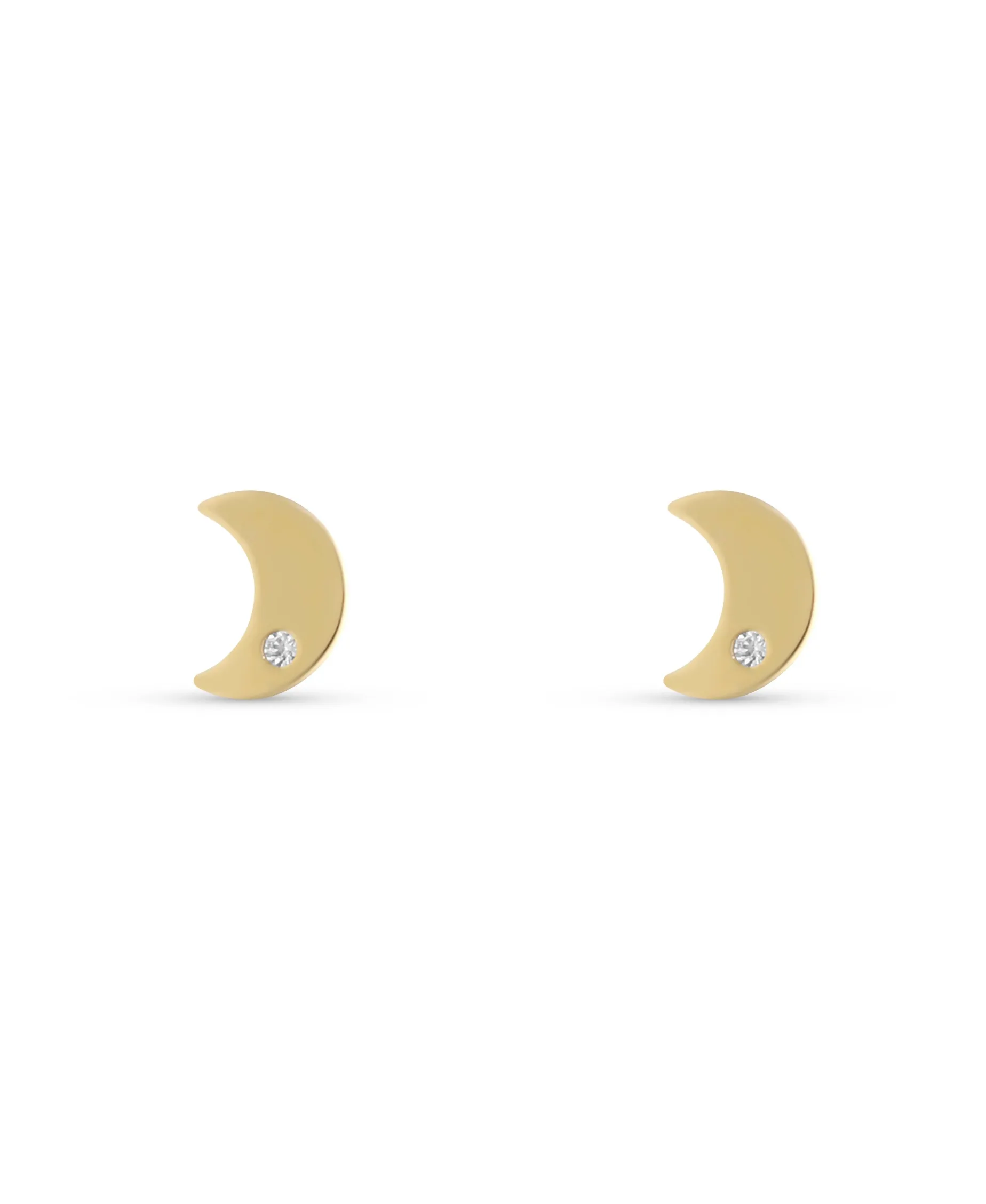 Pendientes Infantiles Luna con Circonita en Oro Amarillo