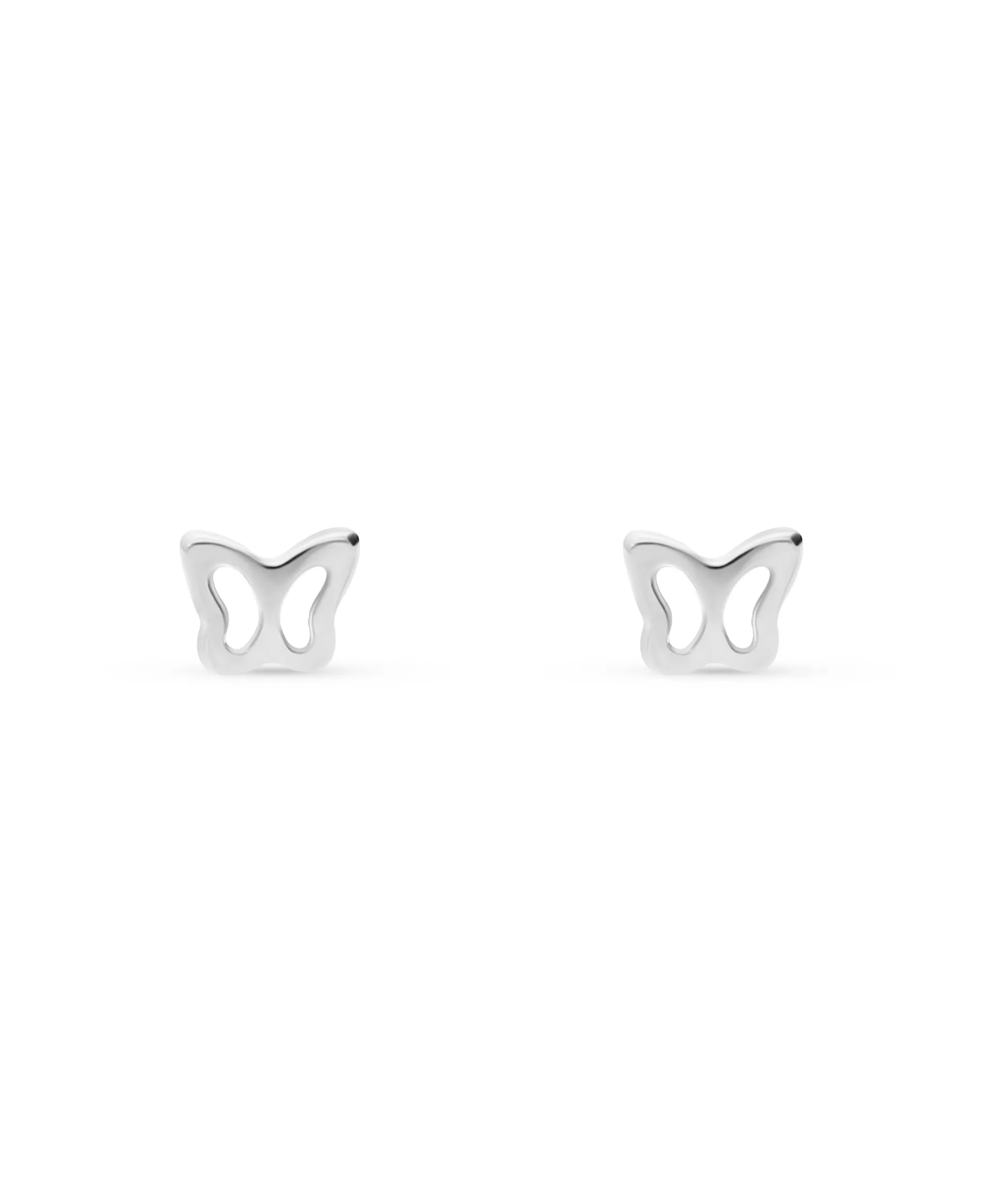 Pendientes Infantiles Mariposa en Oro Blanco