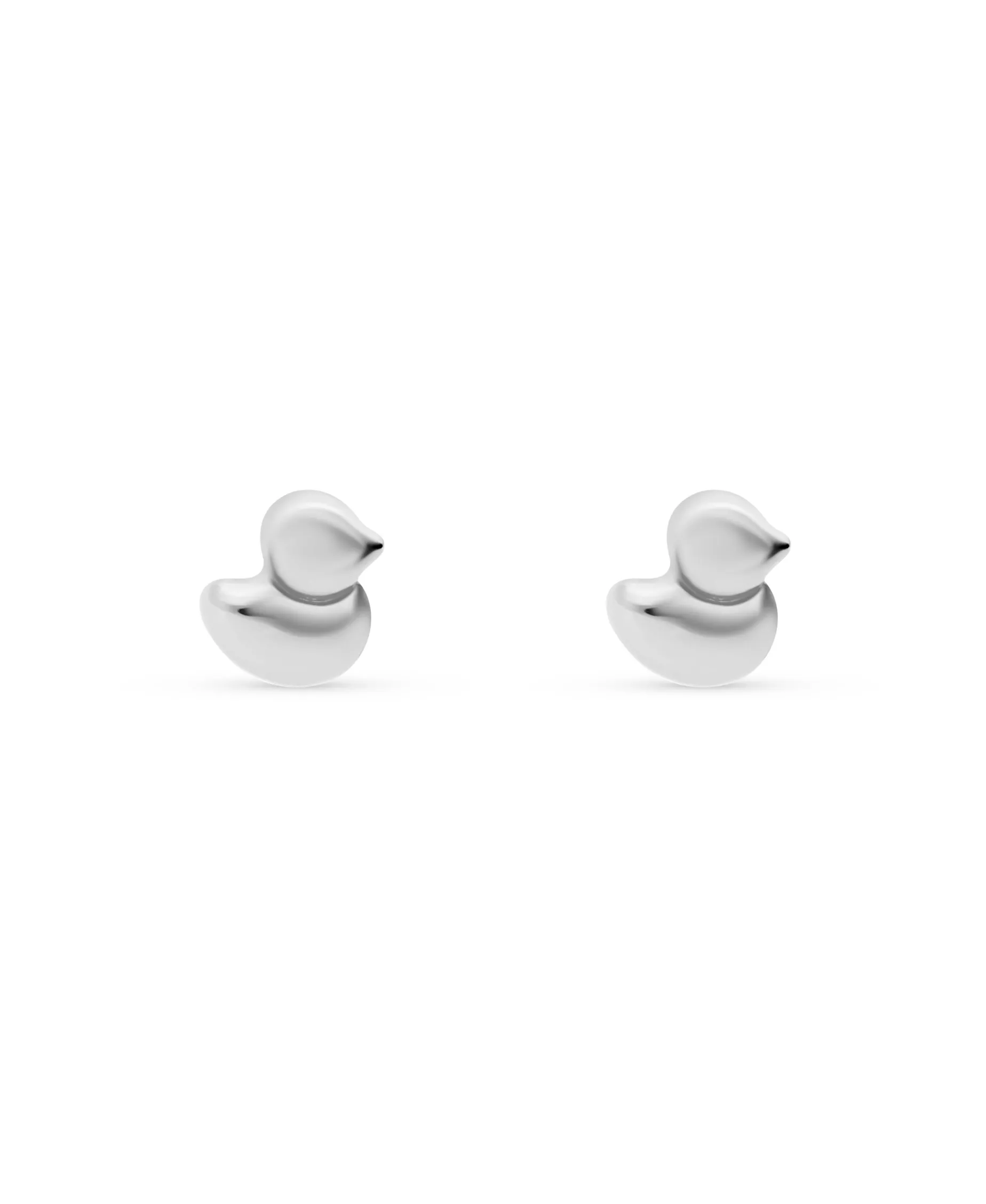 Pendientes Infantiles Pato en Oro Blanco