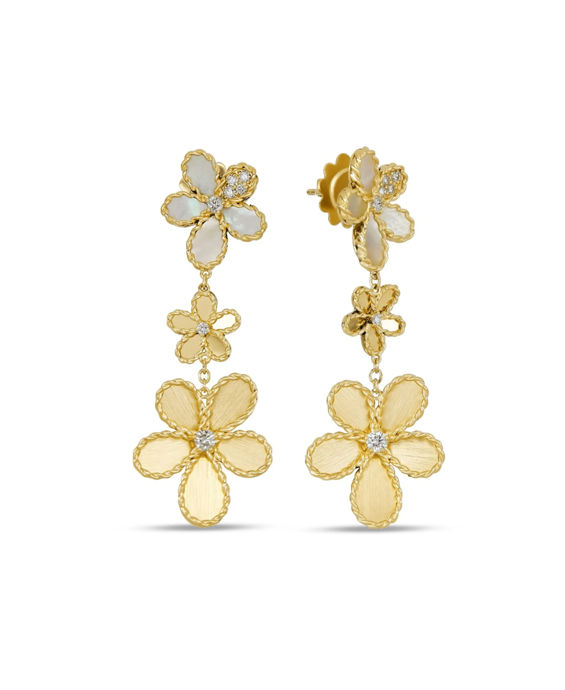 Pendientes Jasmine Roberto Coin en Oro Amarillo con Nácar y Diamantes - ADR777EA3765_Y