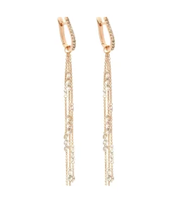 Pendientes Largos Cascada con Diamantes en Oro Rosa