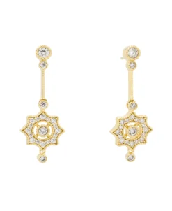 Pendientes Largos Catalina Marina García Plata Bañada en Oro Circonita Blanca | 90777PD