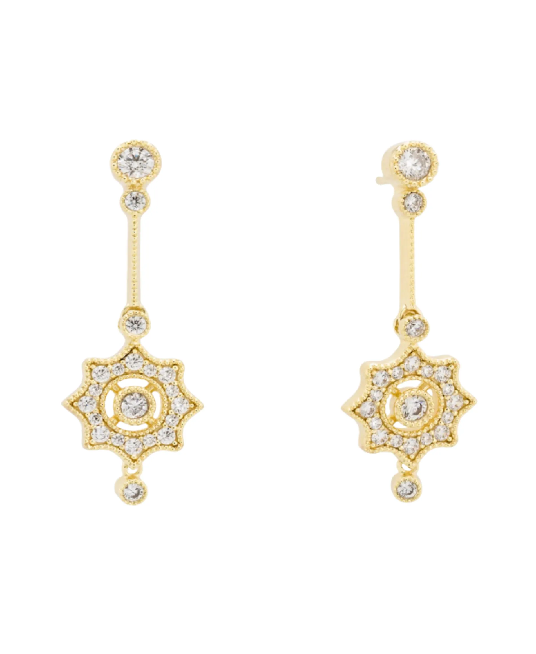 Pendientes Largos Catalina Marina García Plata Bañada en Oro Circonita Blanca | 90777PD
