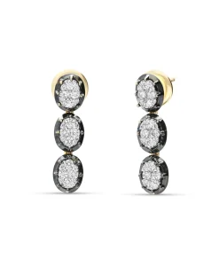 Pendientes Largos con Diamantes Talla Brillante 1,08 cts y Rodio Negro en Oro Amarillo
