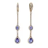 Pendientes Largos con Diamantes y Tanzanitas 2,80 cts en Oro Rosa