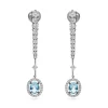 Pendientes Largos con Diamantes y Aguamarina Oval 2,01 cts en Oro Blanco