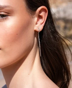 Pendientes Largos con Diamantes en Oro Blanco