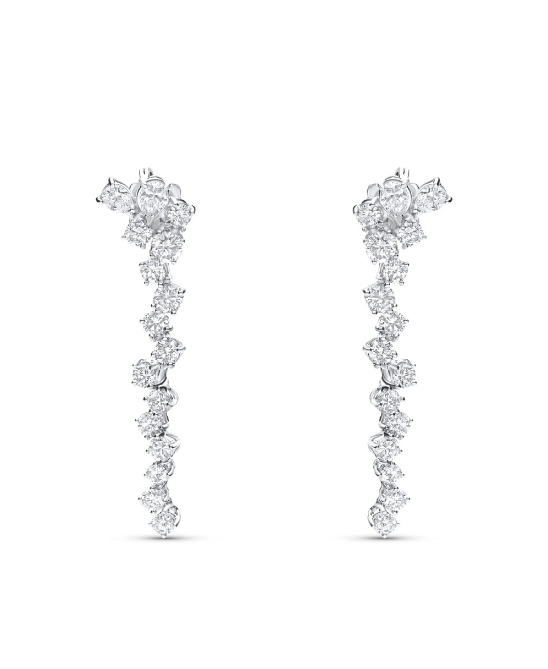 Pendientes Largos con Diamantes Multitalla 3,17 cts en Oro Blanco