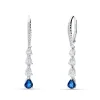 Pendientes Largos con Zafiros Talla Pera 0,75 cts y Diamantes en Oro Blanco