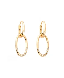 Pendientes Largos de Aro con Diamantes en Oro Amarillo