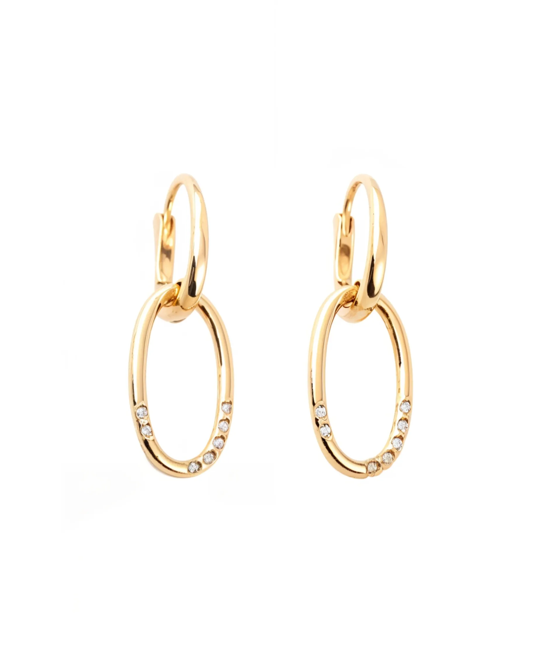 Pendientes Largos de Aro con Diamantes en Oro Amarillo