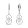 Pendientes Largos de Círculos y Rosetas con Diamantes 1,86 cts en Oro Blanco