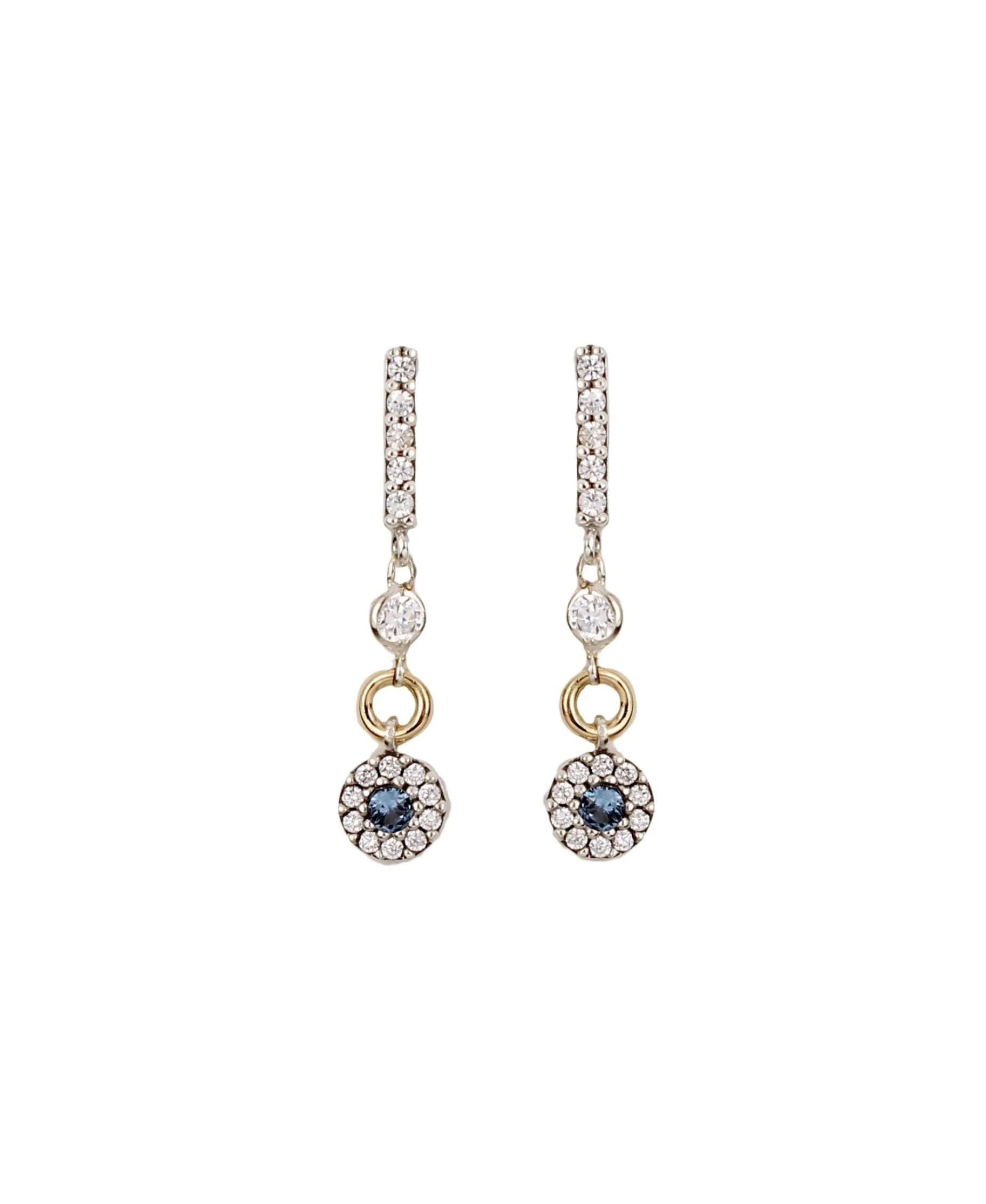 Pendientes Largos DELCERRO Oro Círculo Azul | 11031