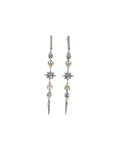 Pendientes Largos DELCERRO Oro y Plata Luna Oro | 10894