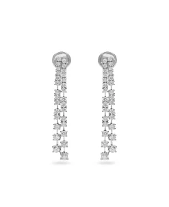 Pendientes Largos Doble Rivère de Diamantes 3,04 cts en Oro Blanco