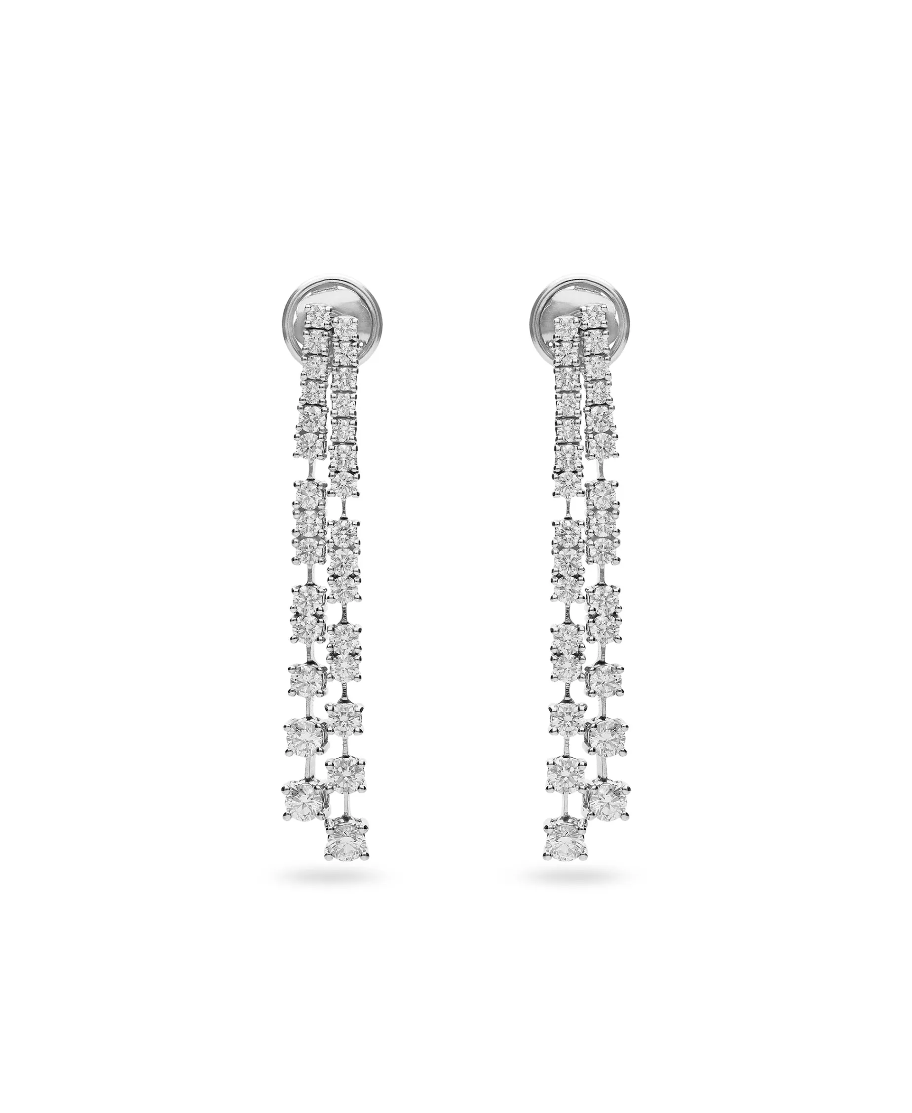 Pendientes Largos Doble Rivère de Diamantes 3,04 cts en Oro Blanco