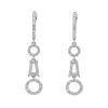 Pendientes Largos Geométricos con Pavé de Diamantes 0,53 cts en Oro Blanco