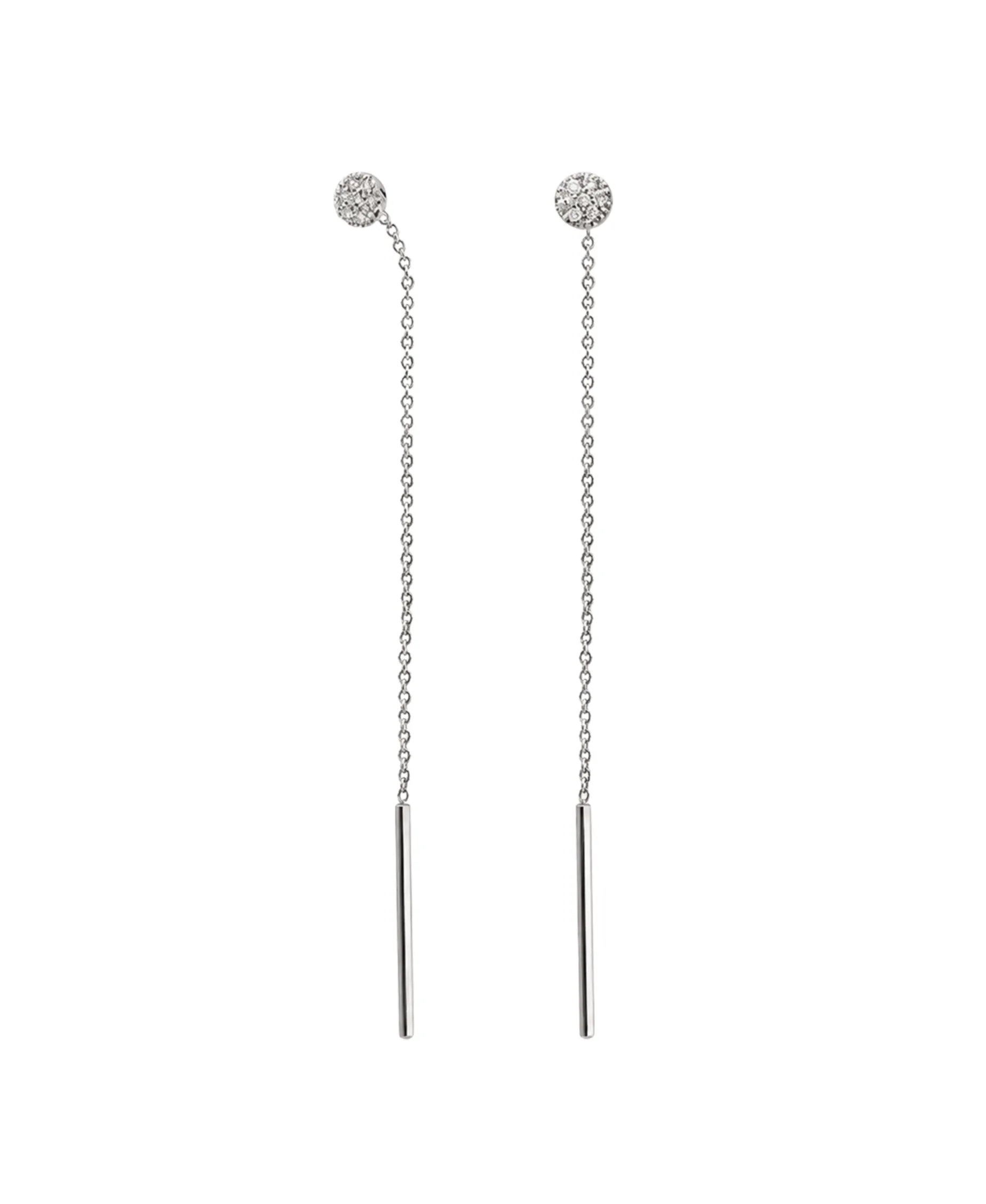 Pendientes Largos Gold&Roses Balance Pavé Oro Blanco Diamantes | GR-144.1