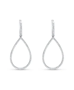 Pendientes Largos Lágrima con Diamantes 1,08 cts en Oro Blanco